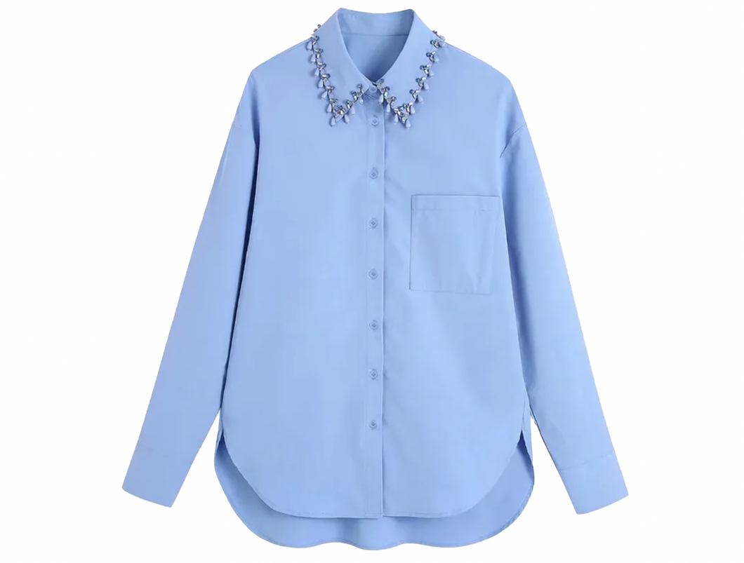 Crystal Blue Button Up