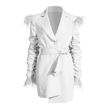 Load image into Gallery viewer, Feather Blazer Dress - White
